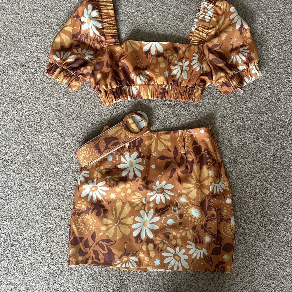 Princess Polly Floral Orange and White Set